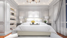 Free Realistic Modern Double Bedroom With Furniture And A Frame Psd