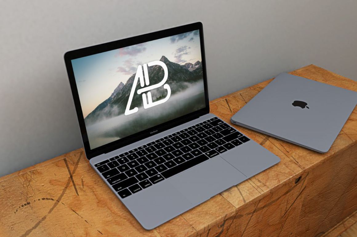 Free Realistic Space Grey Macbook Mockup