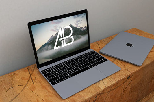 Free Realistic Space Grey Macbook Mockup