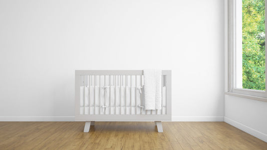 Free Realistic White Baby Bedroom With A Window And A Cradle Psd