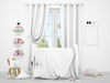 Free Realistic White Baby Bedroom With A Window And A Cradle Psd