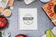 Free Recipe Book Mock-Up Surrounded By Veggies Psd