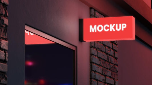 Free Red Colour Night Business Sign Psd