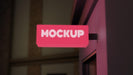 Free Red Night Business Sign Mock-Up Psd