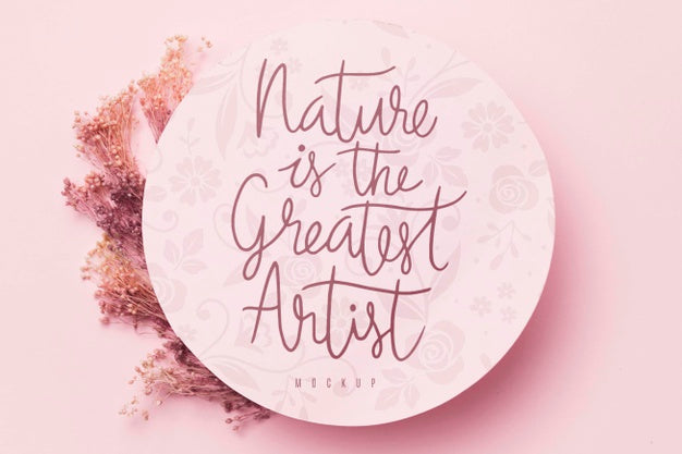 Free Retro Floral Frame With Message In Circle Mockup Psd