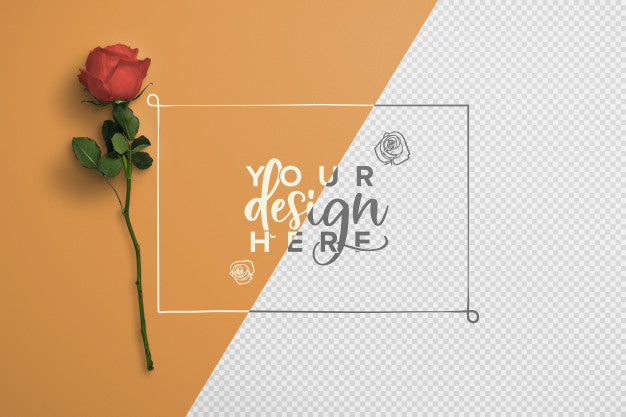 Free Rose On Stem Background Mockup Psd