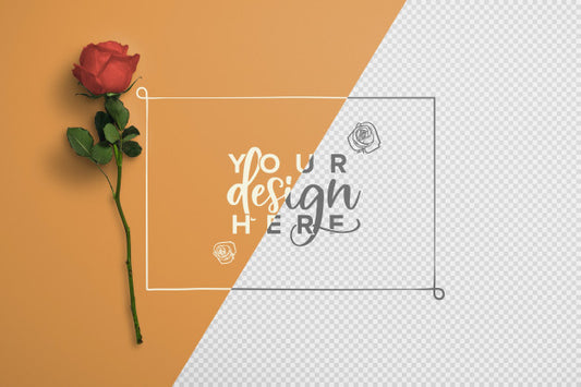 Free Rose On Stem Background Mockup Psd