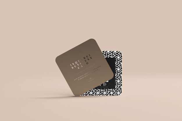 Free Rounded Corner Square Business Cards Mockup Psd