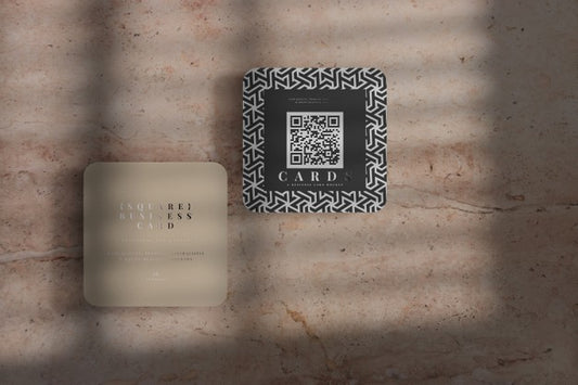 Free Rounded Corner Square Business Cards Mockup Psd