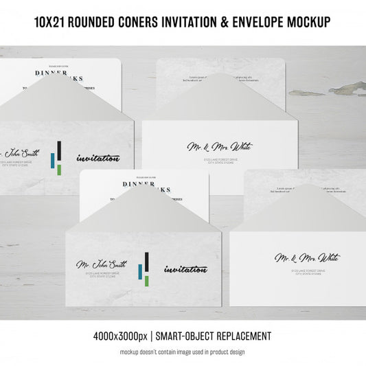 Free Rounded Corners Invitation And Envelope Mockup Psd