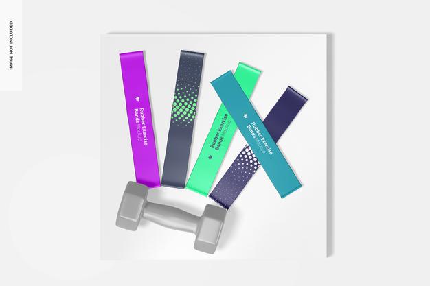 Free Rubber Exercise Bands Mockup, Top View Psd