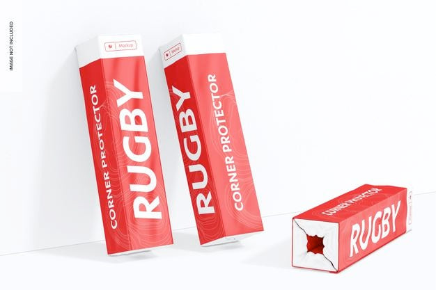 Free Rugby Corner Protectors Mockup, Leaned Psd