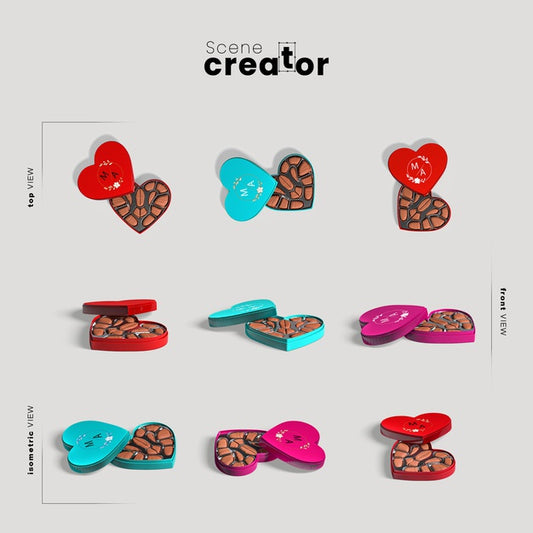 Free Scene Creator With Hear Shape Box With Chocolate Psd