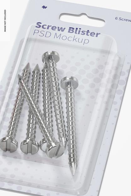 Free Screw Blister Mockup, Close Up Psd