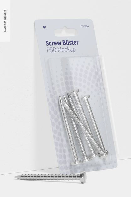 Free Screw Blister Mockup, Leaned Psd