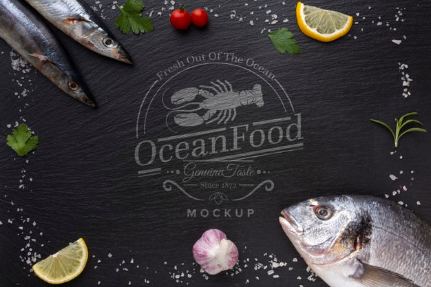 Free Sea Food Assortment With Mock-Up Psd