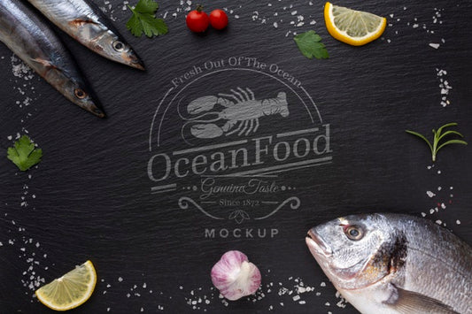 Free Sea Food Assortment With Mock-Up Psd