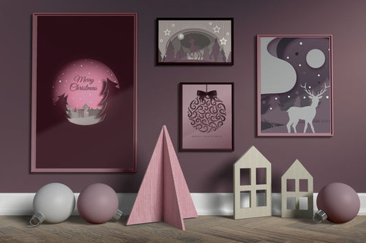 Free Set Of Frame Collection On Wall Mock-Up Psd