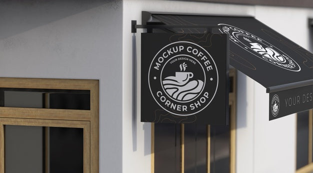 Free Shop Corner Mock-Up Composition Psd