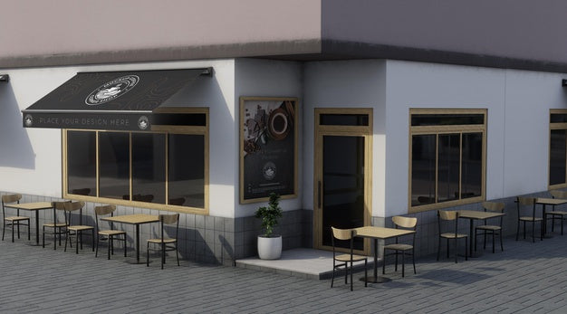 Free Shop Corner Mock-Up Composition Psd