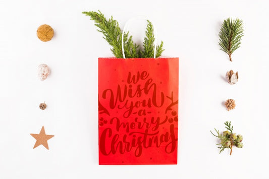 Free Shopping Bag Mockup With Christmas Concept Psd