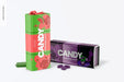 Free Side Slit Candy Boxes Mockup, Standing And Dropped Psd