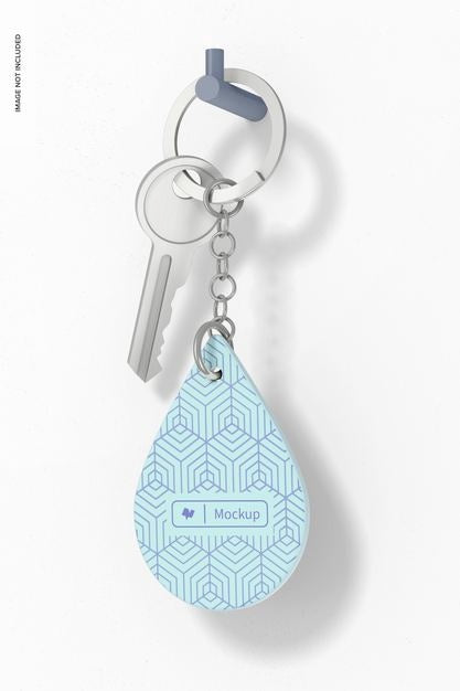 Free Silicone Keychain Mockup, Hanging Psd