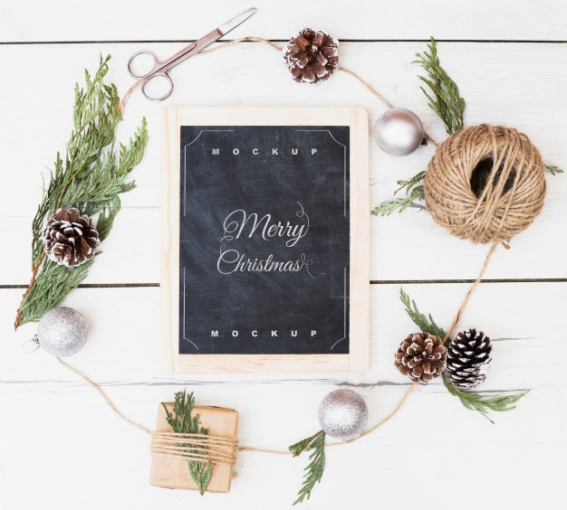 Free Slate Mockup With Christmas Concept Psd
