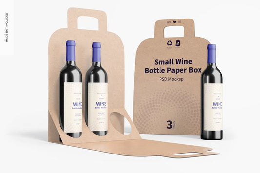 Free Small Wine Bottle Paper Boxes Mockup Psd