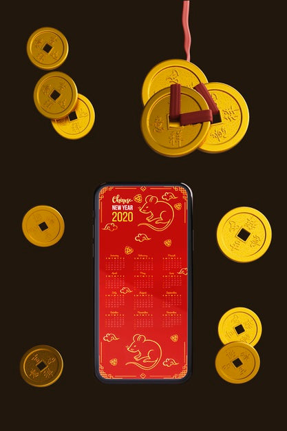 Free Smartphone Device With Golden Decorations Psd