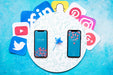 Free Smartphone Mockup With Social Media Concept Psd