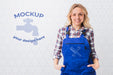 Free Smiley Female Plumber Posing In Uniform Psd