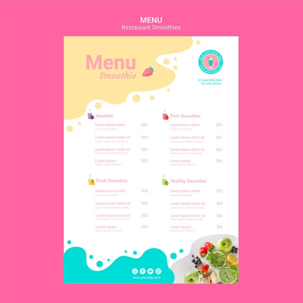 Free Smoothie Restaurant Menu Template Psd