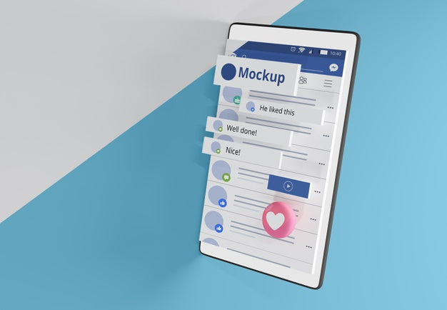 Free Social Media App Interface On Mock-Up Device Psd