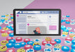 Free Social Media Platform On Mock-Up Device With Icons Psd