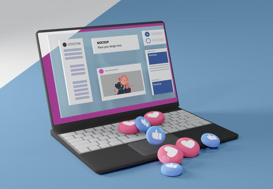Free Social Media Platform On Mock-Up Device With Icons Psd