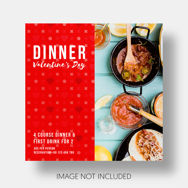 Free Social Template Restaurant Valentine'S Day Psd