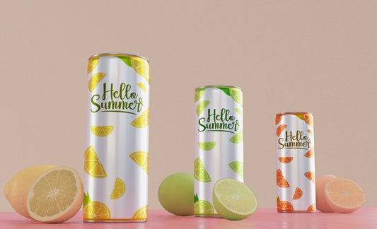 Free Soda Cans On Table With Pink Background Psd