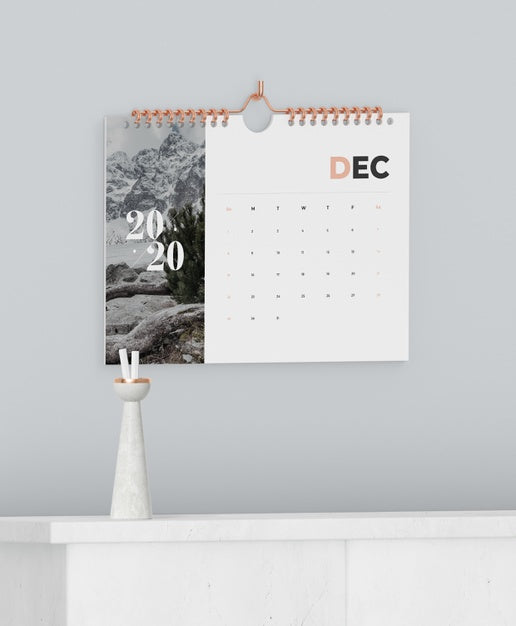 Free Spiral Book Link Used For Calendar Mock-Up Psd
