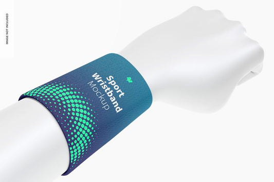 Free Sport Wristband With Hand Mockup, Perspective Psd
