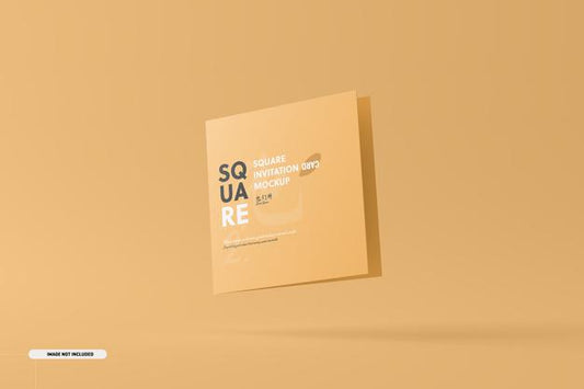 Free Square Bifold Invitation Card Mockup Psd