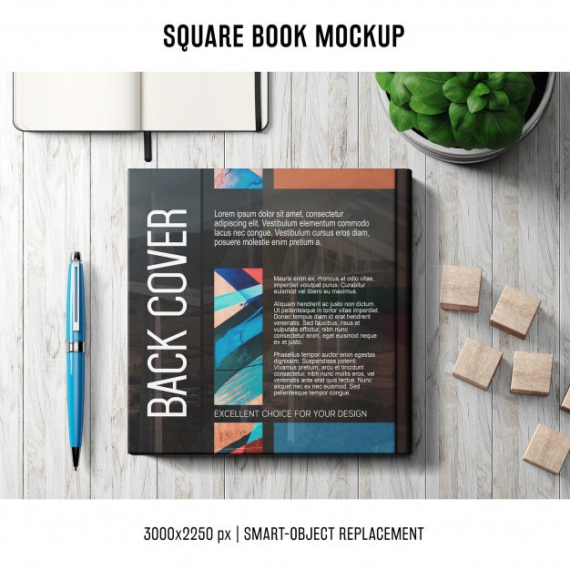 Free Square Book Mockup Psd