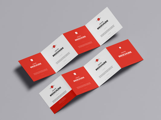 Free Square Four Fold Brochure Mockup
