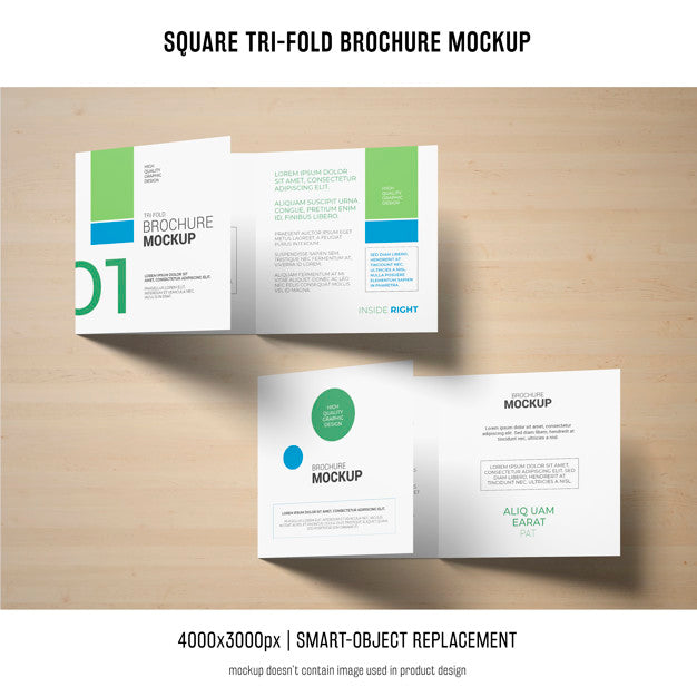 Free Square Tri-Fold Brochure Mockup Psd