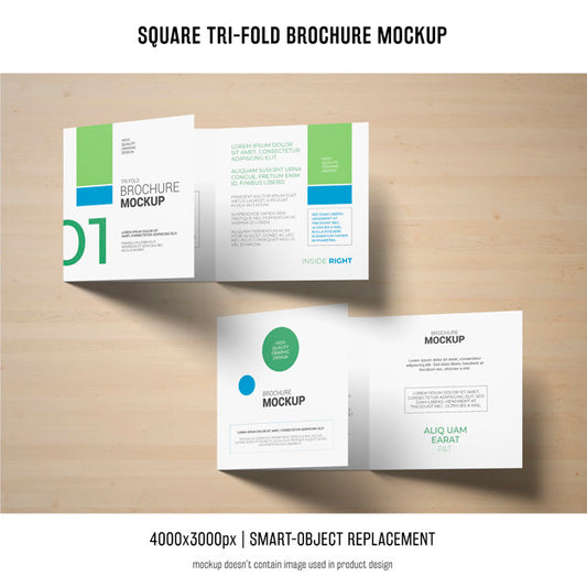 Free Square Tri-Fold Brochure Mockup Psd