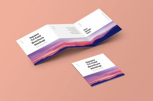 Free Square Trifold Brochure Mockup