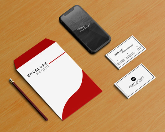 Free Stationery Concept With Envelope And Smartphone Mockup Psd