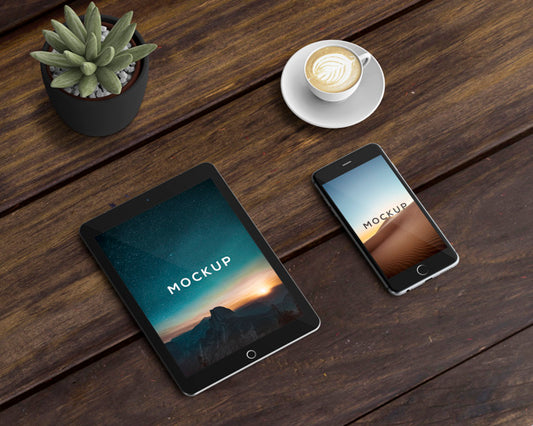 Free Stationery Concept With Tablet And Smartphone Mockup Psd