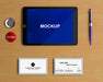 Free Stationery Concept With Tablet Mockup Psd