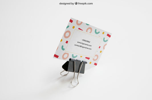 Free Stationery Mockup With Bracket Holding Business Card Psd